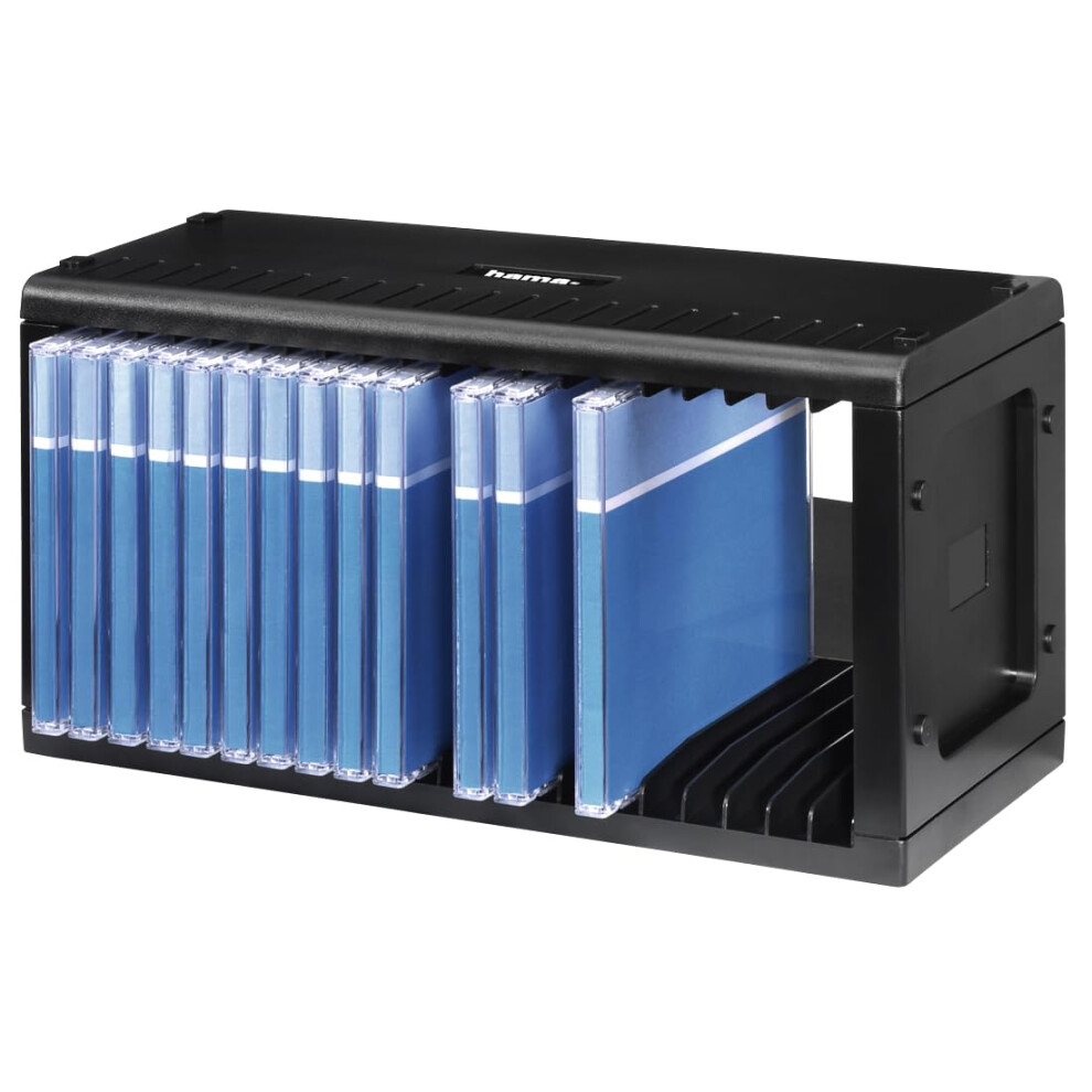 Hama Cd/Dvd Rack For 20 Cd/Dvds, Plastic Storage For Hanging Or Standing, Space-Saving Small Cd/Dvd Stand For Office Or Any Room, 31.1 X 13.3 X Black