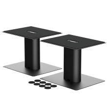suptek Desktop Speaker Stands Mount Set 157mm for Bookshelf Speakers Bracket, 200 x 165mm Metal Tray, Compatible with 3" to 4" Speakers, Black SDM003