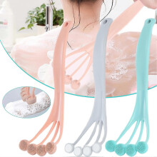 (Blue, Nano) Brosse de bain en silicone avec poils souples et fermes pour une utilisation sur peau sèche ou mouillée
