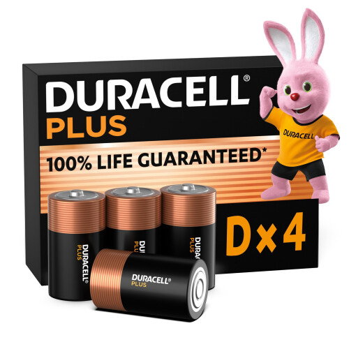 Duracell DURACELL Plus D Alkaline Batteries (4 Pack) 1.5V, LR20