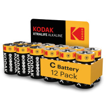 Kodak Xtralife C Batteries (12 Pack) - 1.5V Alkaline, Type C Cell LR14/MN1400 Size Battery, Suitable for Flashlights, Torches, Toys & More, 10-Year S