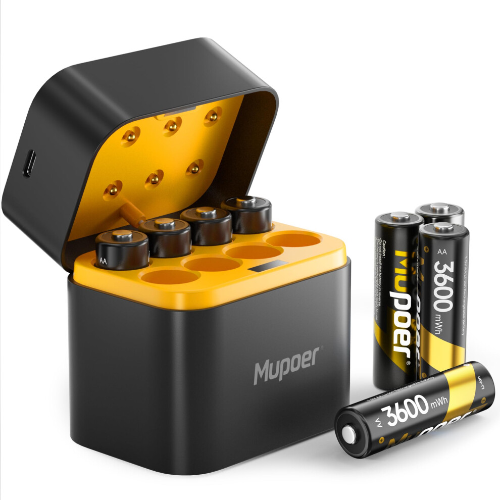 Rechargeable Battery Aa Lithium 3600Mwh With Charger,8Pack 1.5V Lithium Aa Battery For Blink Outdoor Camera,Double A Rechargeable Batteries High Capa 5009381077019