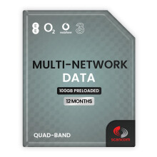 Multi-Network Data Sim - One-off Data Allowance for 12 months - Automatically Connects to EE, Three, O2 or Vodafone (100GB)
