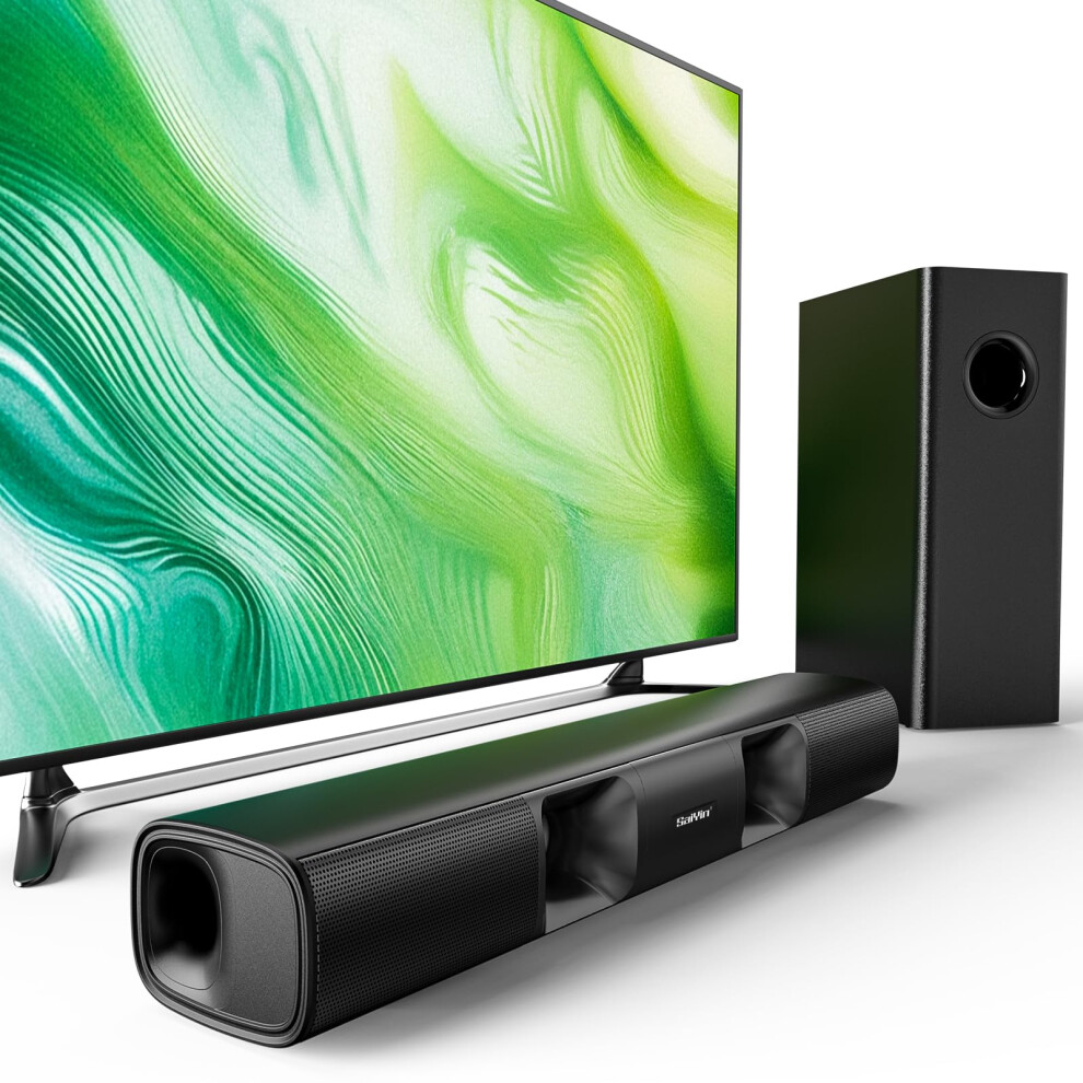 Saiyin Sound Bar For Smart Tv, 90W Compact Soundbar Speaker With Subwoofer, 2.1Channel Home Theater Surround Sound System With Crisp Vocals And Deep 5000661869171