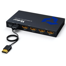 Yinker HDMI Splitter 1 in 4 Out 4K@30Hz [w/ 5ft HDMI Cable], USB-C Powered, Simultaneous Mirror to 4 Monitors (No Extension), HDCP 1.4 EDID 3D, for P