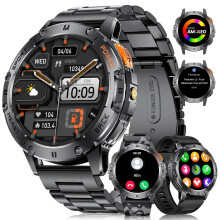LIGE Military Smart Watch for Men with Bluetooth Call,1.43" AMOLED with LED Flashlight/530mAh,100+ Sports Mode Tactical Fitness Tracker/Heart Rate Sl