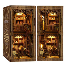 (216) Zinkoo 3D Puzzle Book Nook Antique Book Collection Room Wooden House LED Light 411 Pieces 23x18x11cm Creative DIY Model