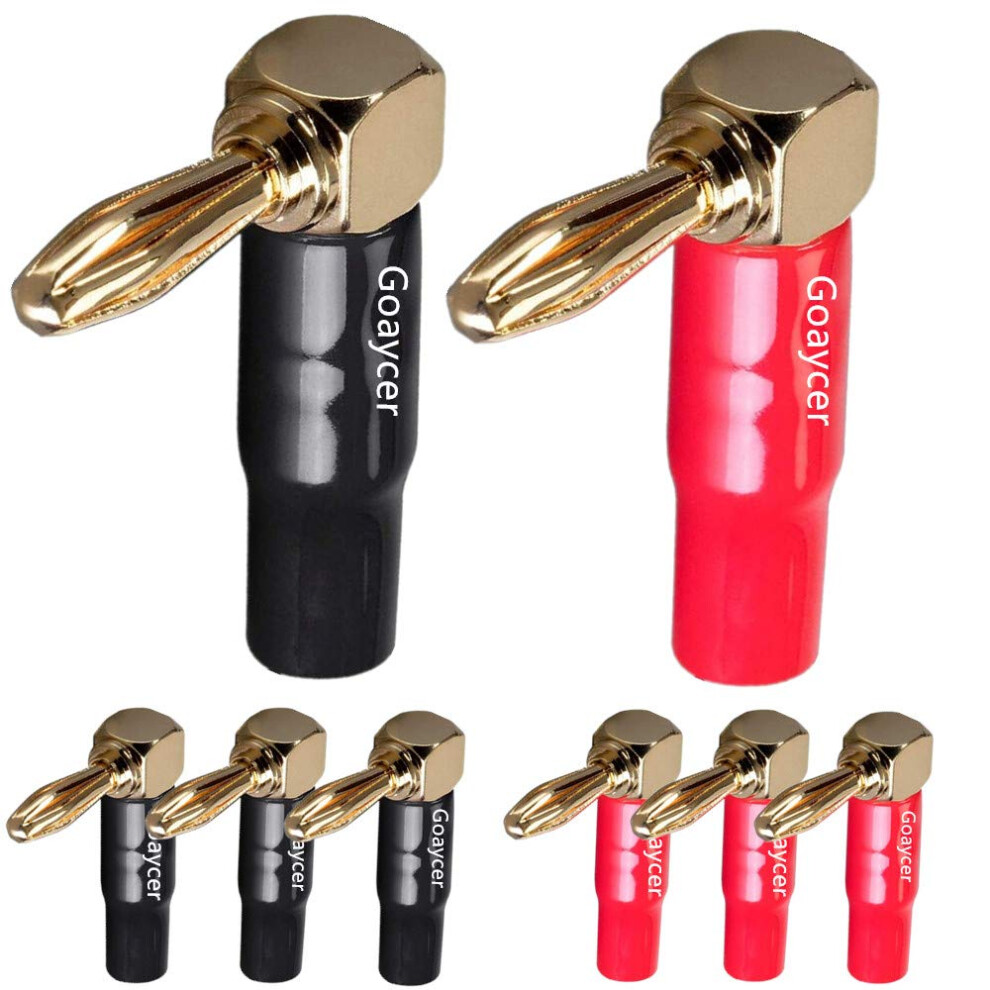 Goaycer 90 Degree Banana Plugs - 24K Plated 4Mm Speaker Connector (8 Pack) Gold 5008453338362