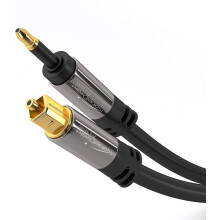 Mini-TOSLINK optical audio cable with signal protection – 2m (Mini-TOSLINK to TOSLINK, digital SPDIF/fibre optic cord for soundbars, stereo systems/