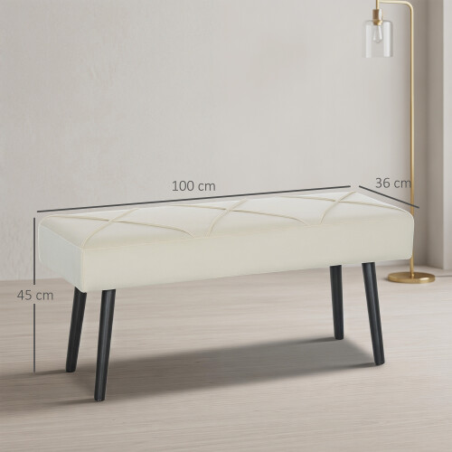 Homcom Banco de Cama Beige 100 x 36 x 45 cm 2