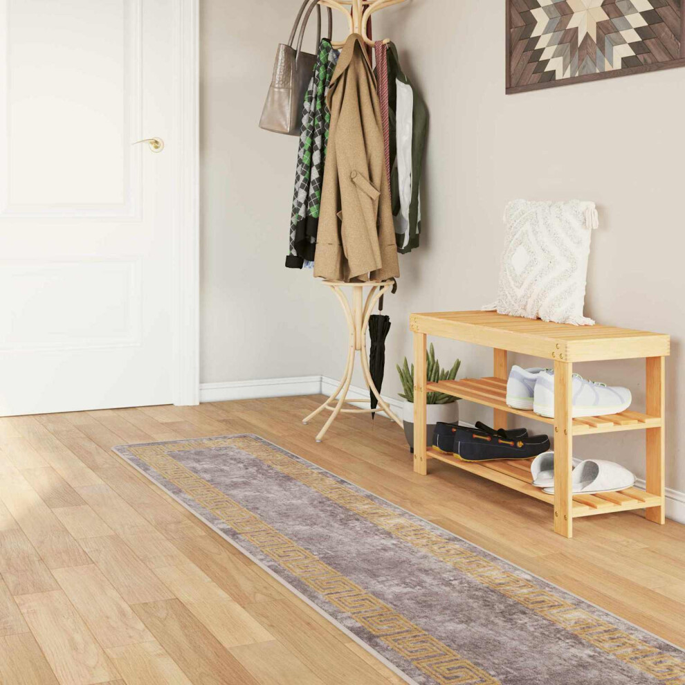 Vidaxl Rug Runner Marsa 50 X 250 Cm Polyester And Pvc Grey