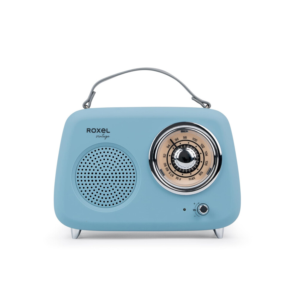 Roxel Rfm01 Retro Fm Radio Party Speaker – Timeless Design, Superior Sound, Fm Radio, Mp3 Playback & Wireless Bt Streaming, Perfect As A Gift (Blue) Blue