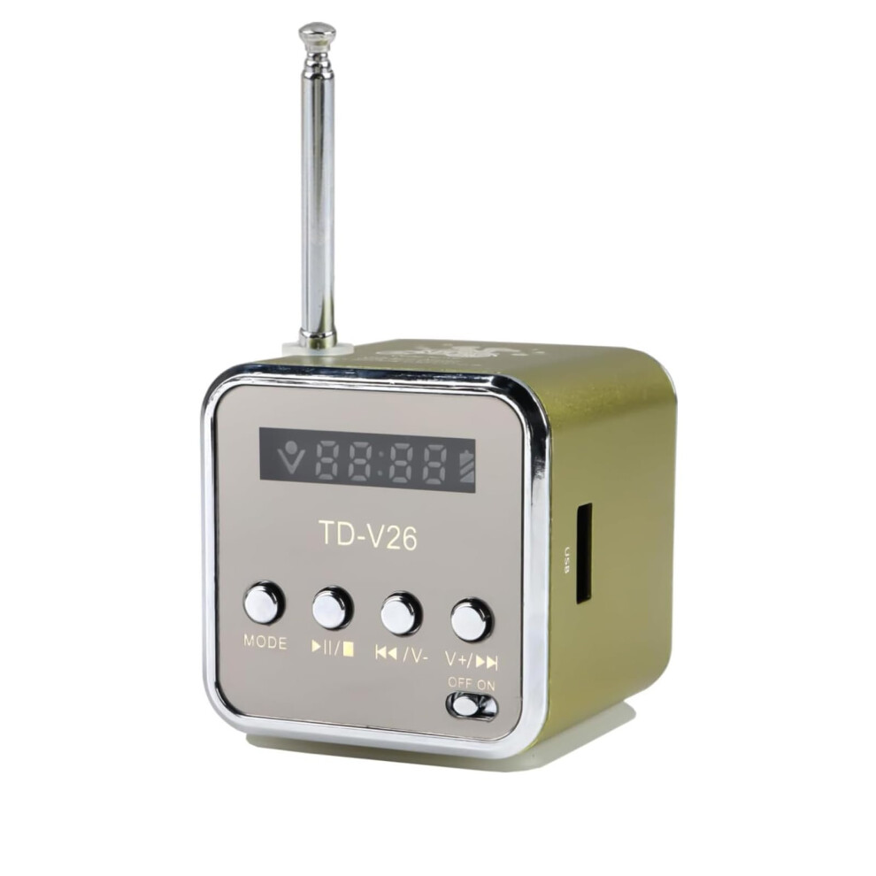 Photos - Radio / Clock Mini Bluetooth Speaker, Portable Small FM Radio, Stereo MP3 Music Player, USB, Support TF Card, SD Card Player (Green)