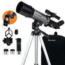 Celestron 22007 Travel Scope 60 DX Portable Refractor Telescope with Smartphone Adapter – Ideal for Beginners with Fully Coated Glass Optics, Tripod