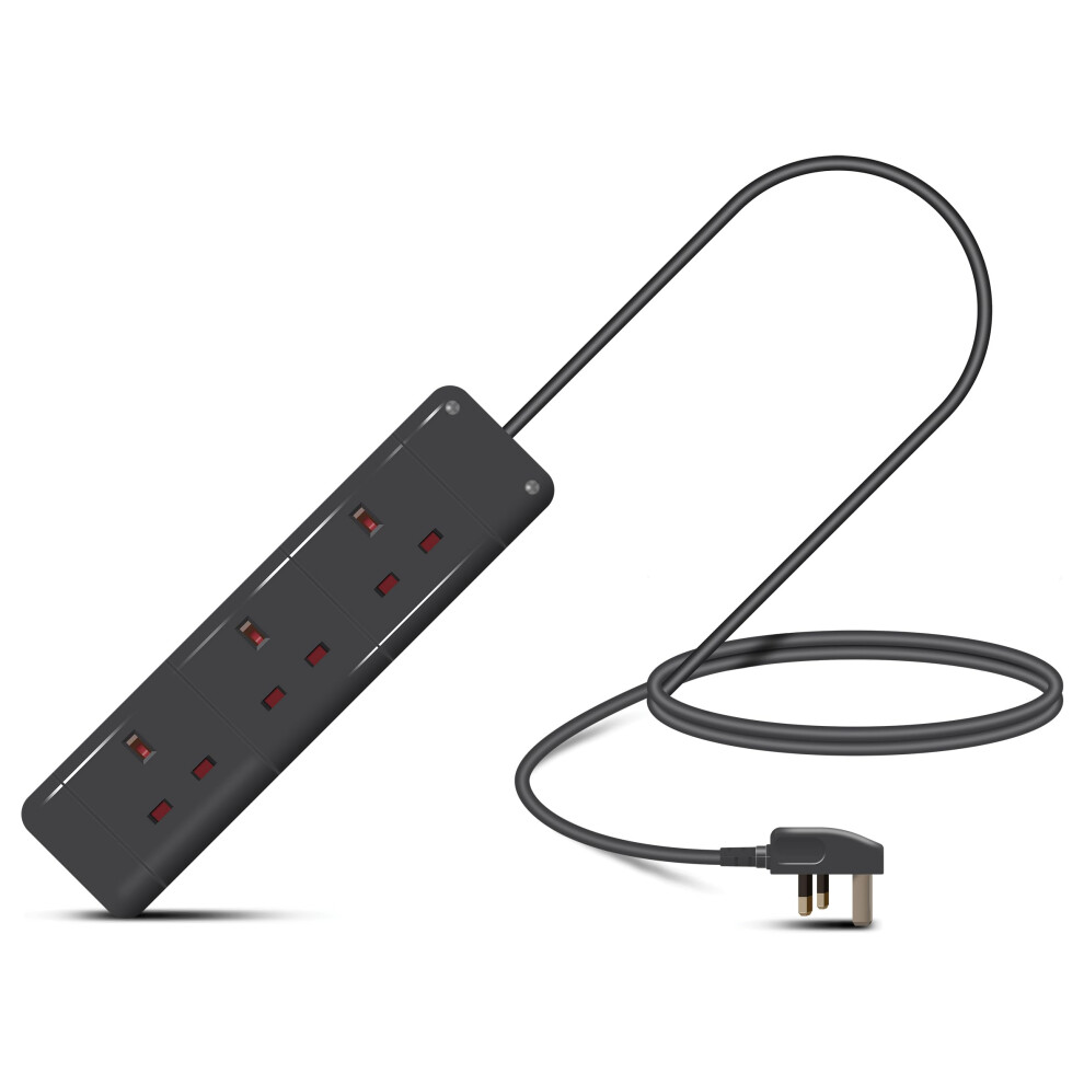 Eagle Three Gang Mains Power 13A Extension Socket To 13A Uk Plug Lead Cable, British Standards Bs1363 1M 5009852881121