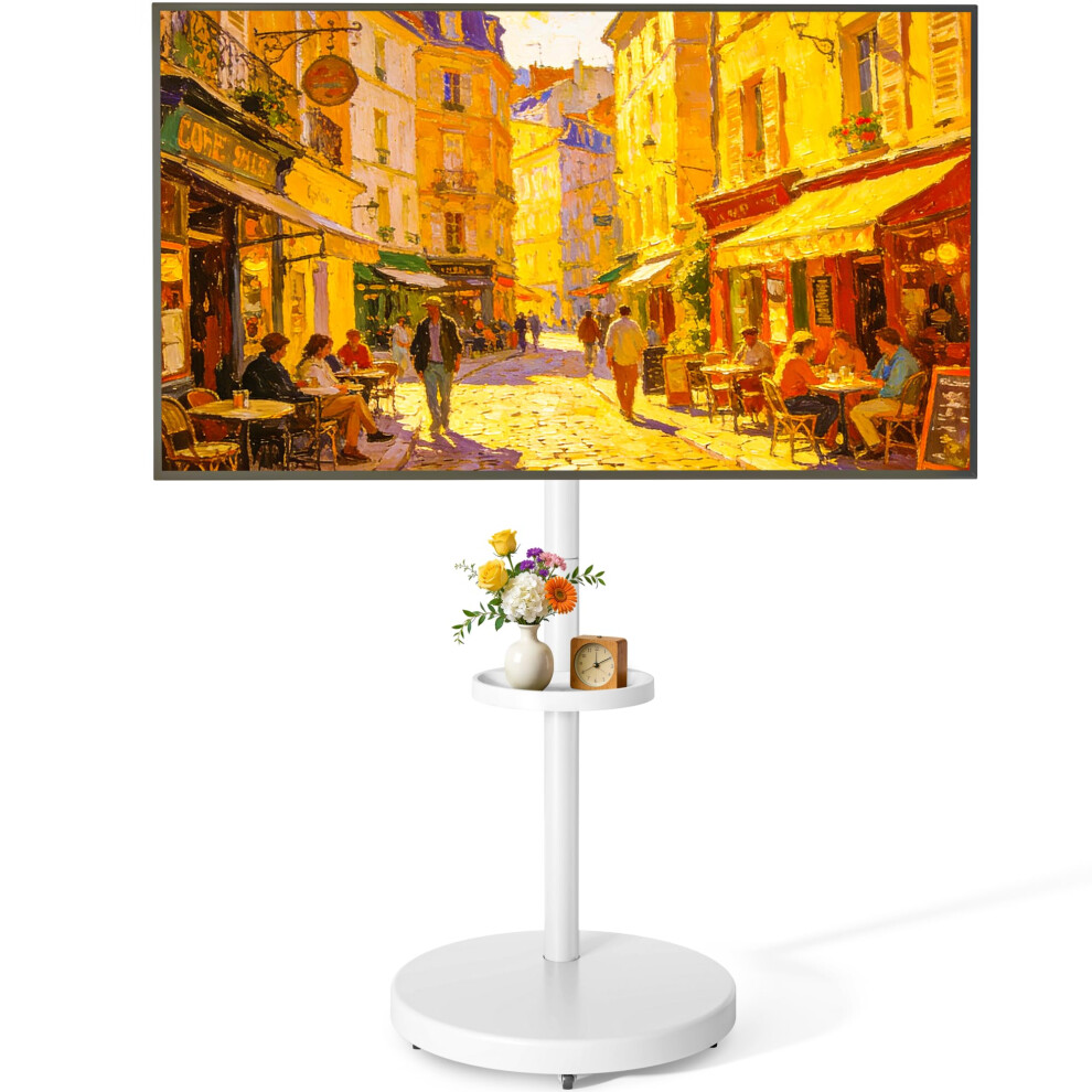Ecotiny Rolling Tv Stand With Wheels For 32Â65 Inch Tvs Up To 40Kg, Height Adjustable Strong Mobile Tv Cart With Shelf, Portrait To Landscape, Max V 5000112115949