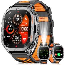Joautrial Military Smart Watch for Men Built-in GPS with LED Flashlight Compass, 2.13" AMOLED Tactical Smart Watches with Answer/Make Calls, 3ATM Wat