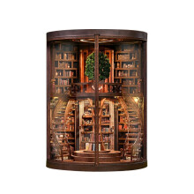(411) Zinkoo Wisdom Rings DIY 3D Book Nook Puzzle Wooden House with Realistic Details LED Ambient Light 356 Pieces 21x17x14cm