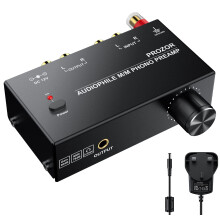 PROZOR Phono Preamp - Preamplifier for M/M Turntable RCA Input & RCA 3.5mm Output Phono Amplifier with Volume Control Pre AMP with 12V 1A Power Adapt