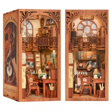 (88) Habarri 3D Puzzle Book Nook DIY Secret Cabinet with LED Light Realistic Wooden Miniature Assembly Kit Elegant Decor Gift Collectible 18x11x23cm