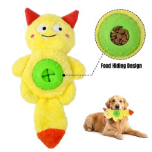 (YELLOW) Soft Monster Plush Dog Chew Toy Squeaky Treat Dispenser Interactive Play Toy Puppy Teeth Care Anxiety Relief Daily Training Use