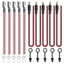 YIXISI 5.5 x 2.1mm DC Power Connector Kit, 5 PCS DC-099 Jack Socket Threaded Female Adapter with Cable, 5 PCS DC Power Male Pigtail Wire, with Waterp