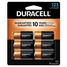 Duracell CR123A 3V Lithium Battery, 6 Count Pack, 123 3 Volt High Power Lithium Battery, Long-Lasting for Home Safety and Security Devices, High-Inte