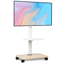 Hellsehen Rolling TV Stand for 32-70 Inch Flat Curved LED LCD OLED Screens up to 100lbs Height Adjustable Mobile TV Cart with Lockable Wheels & Lapto