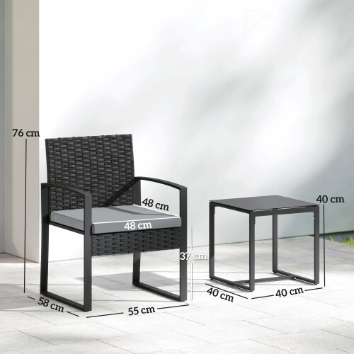 Outsunny Conjunto de Jardín Gris 58 x 55 x 76 cm 1