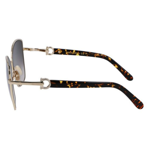Ferragamo Aurinkolasit - FERRAGAMO - SF312SR - Metalli - Pyöreä - Kulta/khaki gradient 2