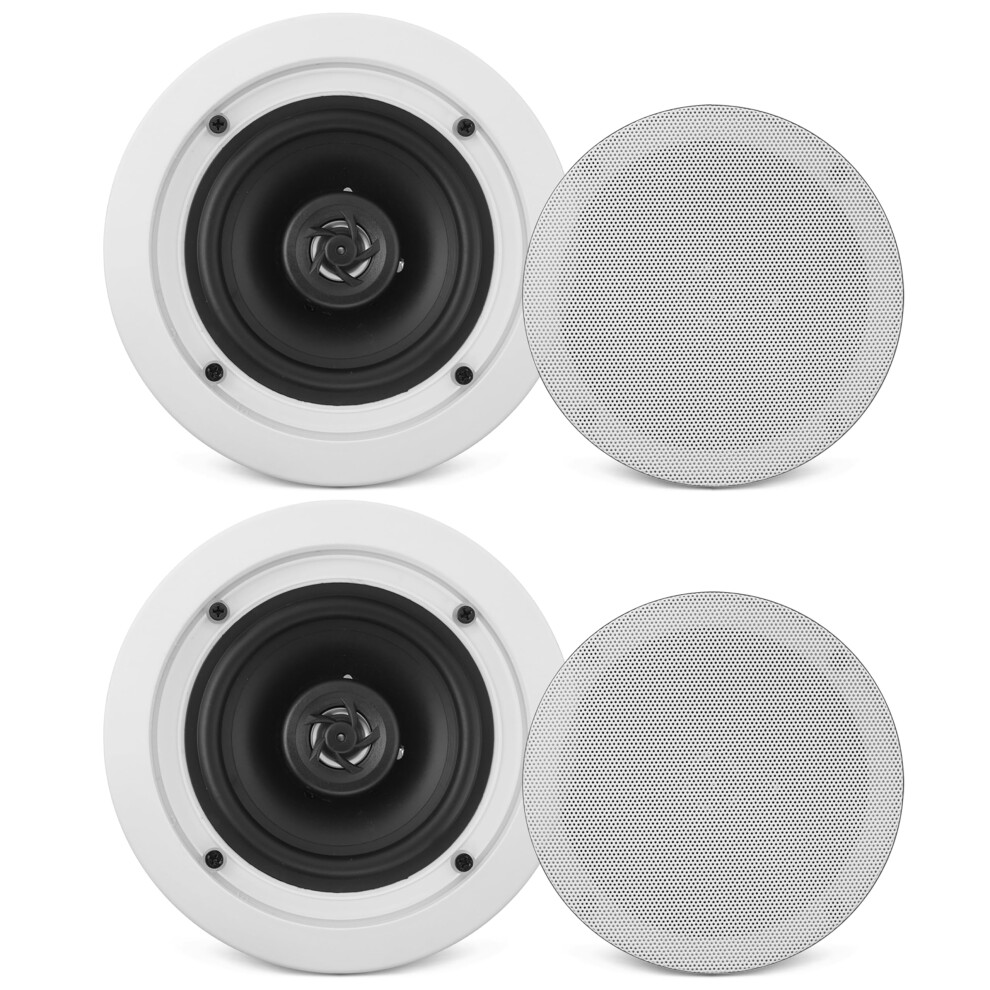 Pyle Pair 6.5Â/16.5Cm Ceiling Wall Mount Speakers, 2-Way Midbass Woofer Speaker, 1/2'' Polymer Dome Tweeter Flush Design W/ 70Hz-20Khz Frequency Res 5009420101743