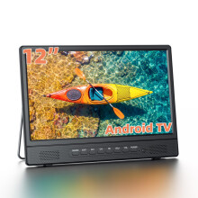 Desobry 12 Inch Portable Smart TV with Android System, Mini Kitchen TV with HDMI USB AV Headphone, DVB-T2 Freeview Compatible, 180 Adjustable Stand,