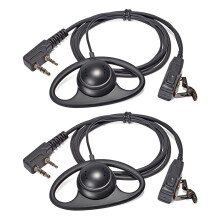 HYSHIKRA D-Shape Walkie Talkie Earpiece with Mic Headset Compatible with Baofeng UV-5R UV-5RA 888S Kenwood HYT 2 Pin Two Way Radio (2 Pack)