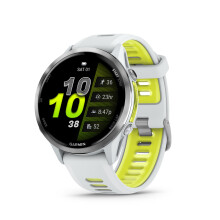 Garmin Forerunner 970, Premium GPS Running and Triathlon Smartwatch, AMOLED Display, Built-in LED Flashlight, Titanium with Whitestone Case and Wh