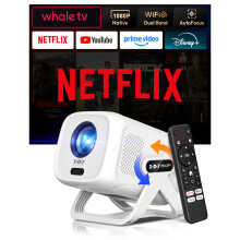 【Compatible with Netflix & AI Autofocus】XGODY Mini Portable Projector Native 1080P 4K Supported, Smart Home Cinema Movie Projector with WiFi6 and