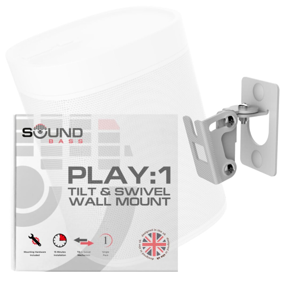 Sound Bass Play 1 Wall Mount, Compatible With Sonos Play:1 Only, Adjustable Swivel & Tilt Mechanism, Mounting Bracket Includes All Fixings 5003476647453