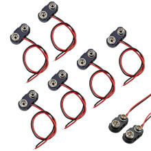 6pcs 9V Battery Snap Connector,PP3 Battery Snap Connector Plastic BatterySnap(T-type) with 15cm Flying Leads,Black Hard Plastic Housing BatterySnapCo