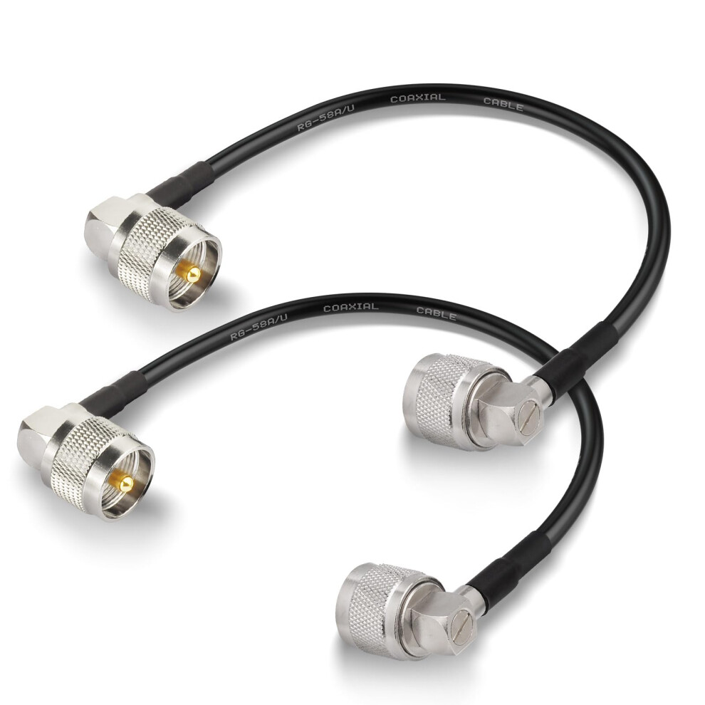 Superbat Right Angle Pl259 Rg58 Cb Patch Lead 30Cm 50Ohm Uhf Male To Male Ham Radio Hf Coax Cable For Hf Vhf Cb Radio, Swr Meter, Scanner, Antenna An 5001984098965