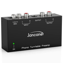 Jancane Phono Preamp for Turntable- Mini Electronic Audio Stereo Phonograph Preamplifier with RCA Input, RCA/TRS Output, Low Noise Operation, with 12