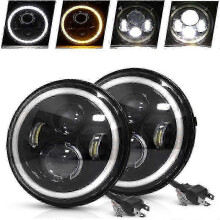 Faros LED redondos de 7 pulgadas con luz ámbar y luz diurna (DRL).