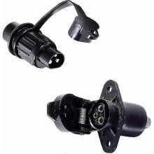 Waterdichte 3-polige stekker voor 12V-aanhanger met mannelijke en vrouwelijke connector.