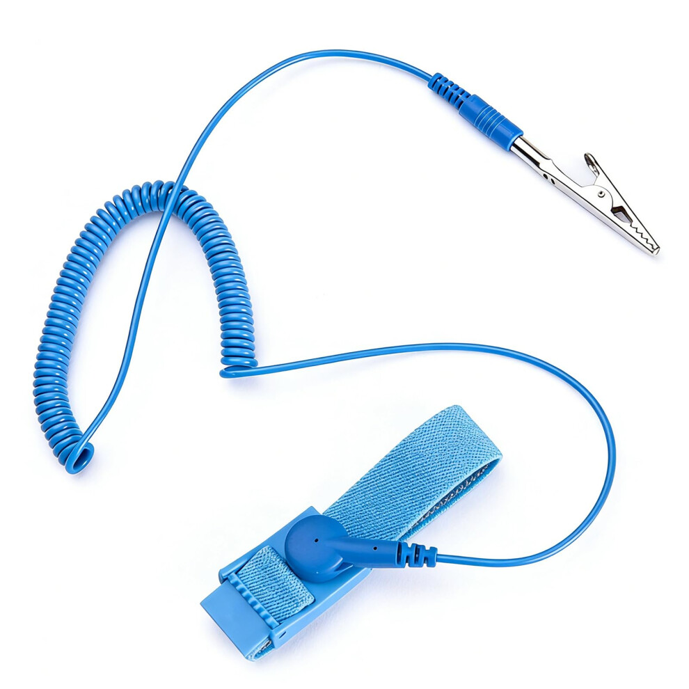 Heitao 1 Pcs Anti Static Wrist Straps,Antistatic Wristband With Grounding Wire And Alligator Clips,Metal Adjustable Wrist Band For Environments Prone 5008305535536
