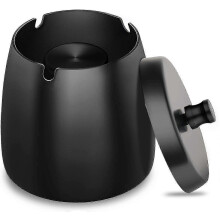 Cendrier noir avec couvercle pour voiture ou maison