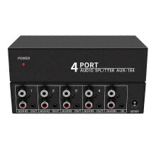 Audio-Splitter für PC mit 1 Eingang und 4 Ausgängen (Cinch-Stereo)