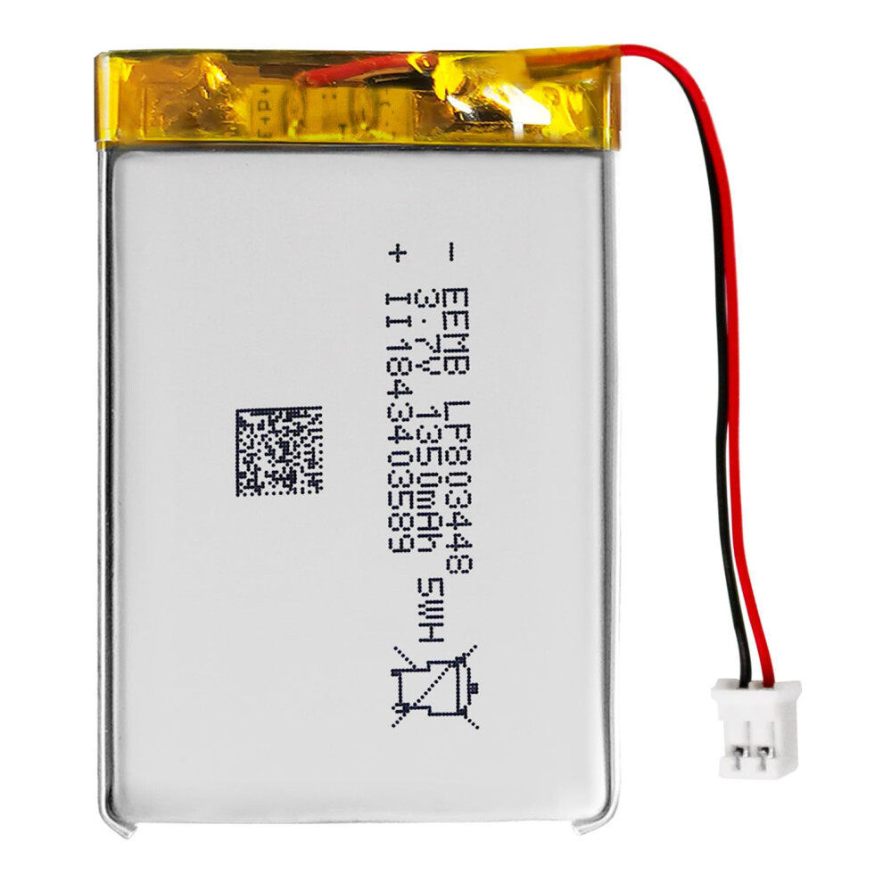 Eemb 3.7V 1350Mah 803448 Lipo Battery Rechargeable Lithium Ion Polymer Battery With Jst Connector (Ul Certified For Cell) Make Sure Device Polarity M 5000531790222
