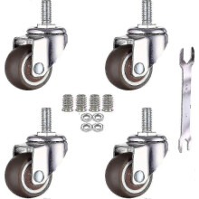 Mini roulettes pour meubles 25 mm - Lot de 4 roulettes pivotantes avec filetage TPE