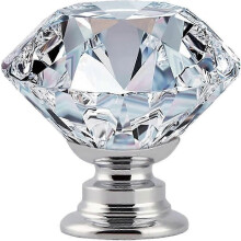 Boutons de tiroir en forme de diamant de 30 mm, 12 poignées en verre transparent pour tiroirs de commode