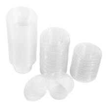 Vasitos de chutney transparentes para llevar - 50 unidades de envases de plástico desechables de 57 g (2 oz) con tapa.