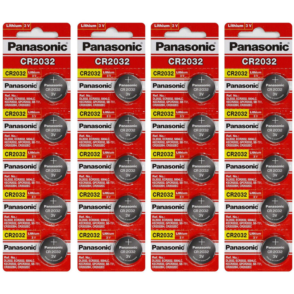 Panasonic Cr2032 3 Volt Lithium Coin Battery (20 Batteries)