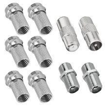 RUILILANG 10 Pcs F Plug Connectors, Waterproof Micro Screw-On Coaxial Cable, TV Aerial Connector, Satellite Cable Connectors for TV & Satellite RG6